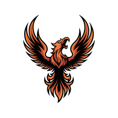 Obraz premium phoenix fire flying illustration design logo
