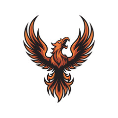 Obraz premium phoenix fire flying illustration design logo