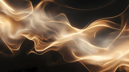 Obraz premium Golden light waves on black background