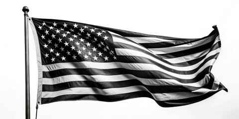 Black and White American Flag Portrait Photography - AI Art