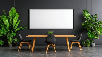 Modern Co-working Space Mockup Blank Wall for Presentations,3D rendering