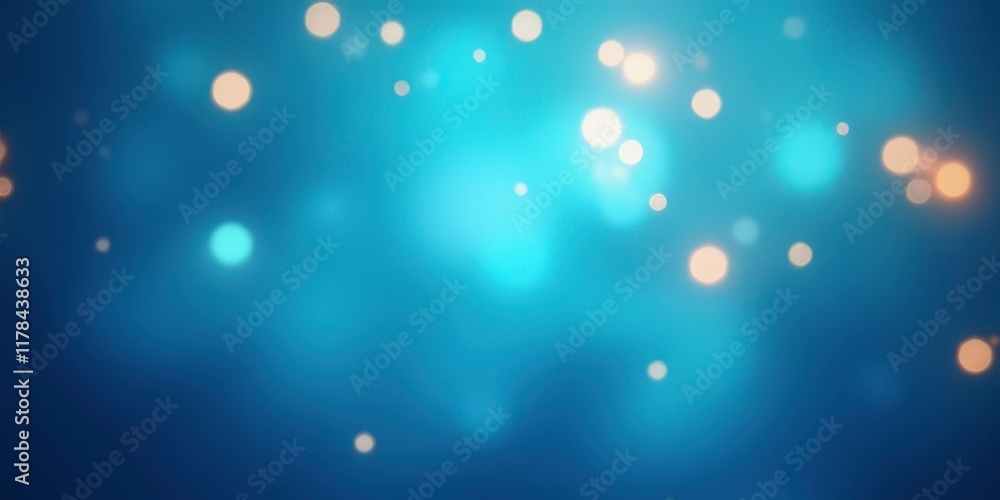 Poster celestial blue bokeh: abstract background image with soft, glowing bokeh lights in shades of blue an