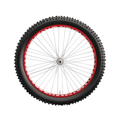 Naklejka premium Classic Bicycle Wheel with Red Rim and Black Tire