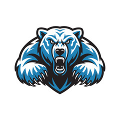 polar bear attacking pose with claws design logo on white background