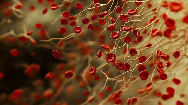 Microscopic examination of eosinophils in blood with visible bilobed nuclei and cytoplasmic granules