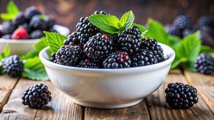 Blackberries in Bowl - Fresh, Ripe, Sweet Fruit Photography