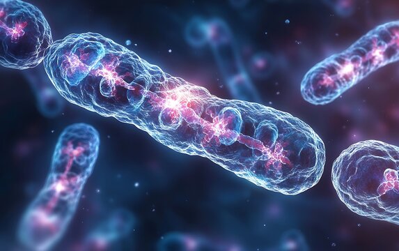 Fluorescent microscopic image of a nucleus undergoing mitosis, showing spindle fibers and chromosome alignment