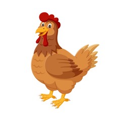 Chicken hen piggy bank coins produce gold egg isolated on white background, vector illustration.