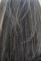 Naklejka premium close up of woman's grey hair, hair texture background, hair care