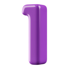 Number 1 Sign Purple 3D illustration
