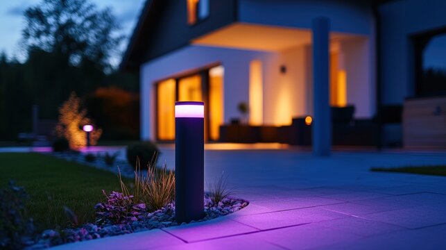 Illuminated Modern Home Exterior at Dusk