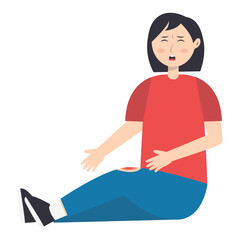 Female Injury and Pain Illustration in Flat Cartoon Design. Isolated Vector Character