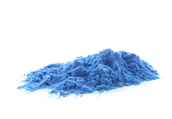 Heap of color powder pigment on white background