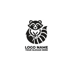 flat minimalist logo of a raccoon