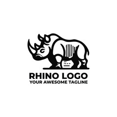 Simple and Modern Rhino Logo Monogram