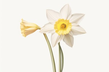 Obraz premium Botanical illustration daffodil flower plant white.