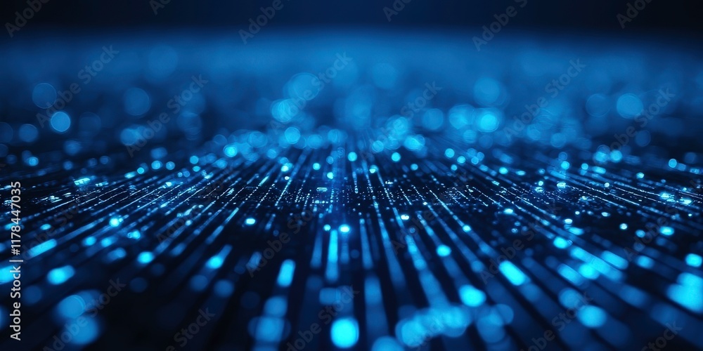 Poster digital flow: abstract blue network data stream