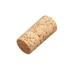 Natural Wine Cork Isolated on White Background
