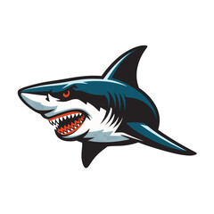 Fototapeta premium shark pose attacking design illustration logo on white background