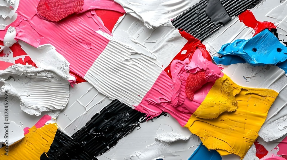 Poster vibrant abstract design with bold colors and dynamic shapes, creating an energetic and modern visual