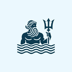 Wave poseidon god logo
