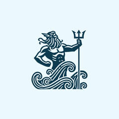Wave poseidon god logo