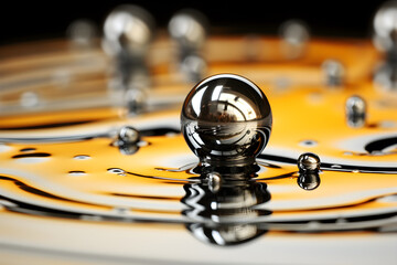 Close-up view of mercury (Hg): A beautiful yet toxic metallic element.