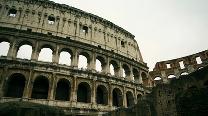 Naklejka premium Ancient Roman Coliseum Architecture Majestic Arches History Italy