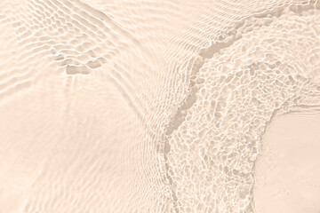 Texture of clean water with ripples on beige background