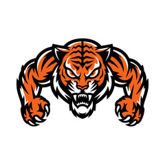 tiger attacking with claws logo illustration on white background