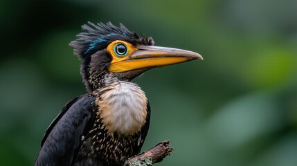 Fototapeta premium Close-up of a colorful bird perched on a branch