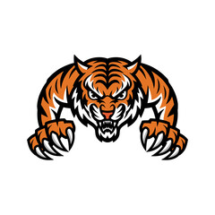 Obraz premium tiger attacking with claws logo