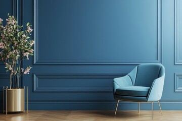 Blue Wall Background wall interior wooden.