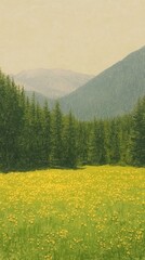 Fototapeta premium Aesthetic nature landscape flowers meadow tranquility.