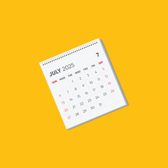 Year 2025 Monthly desk calendar for 2025 year on white background