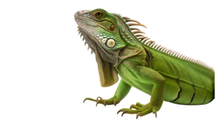 Green iguana basking in sunlight studio environment wildlife photography close-up view