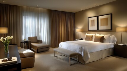 Fototapeta premium Minimalist Contemporary Guest Room