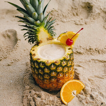 tropical cocktail on the beach