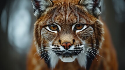 Obraz premium A close-up of a lynx with intense eyes and detailed fur texture.