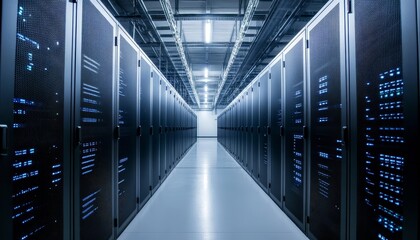 Data management solutions cloud-based it infrastructure server room technology digital view