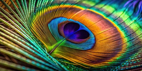 Obraz premium Close Up Peacock Feather Minimalist Photography AI Art