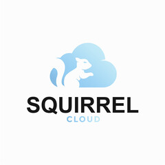 Squirrel and cloud simple and modern logo