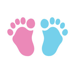 Vector graphic logo of pink and blue baby footprint