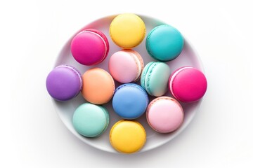 Obraz premium Macarons food white background confectionery.