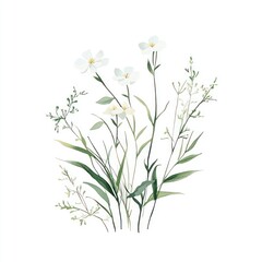 Aesthetic spring Snowflake flower art illustration watercolor.