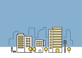 街並みパーツ背景イラスト：夜