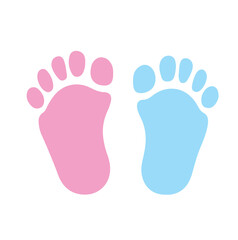 Vector graphic logo of pink and blue baby footprint