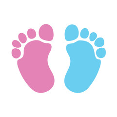 Vector graphic logo of pink and blue baby footprint