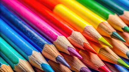 Fototapeta premium Colorful Pencils Macro Close-Up with Copy Space