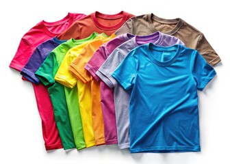 Colorful T-shirts Long Exposure Photography, White Background, Fashion Apparel